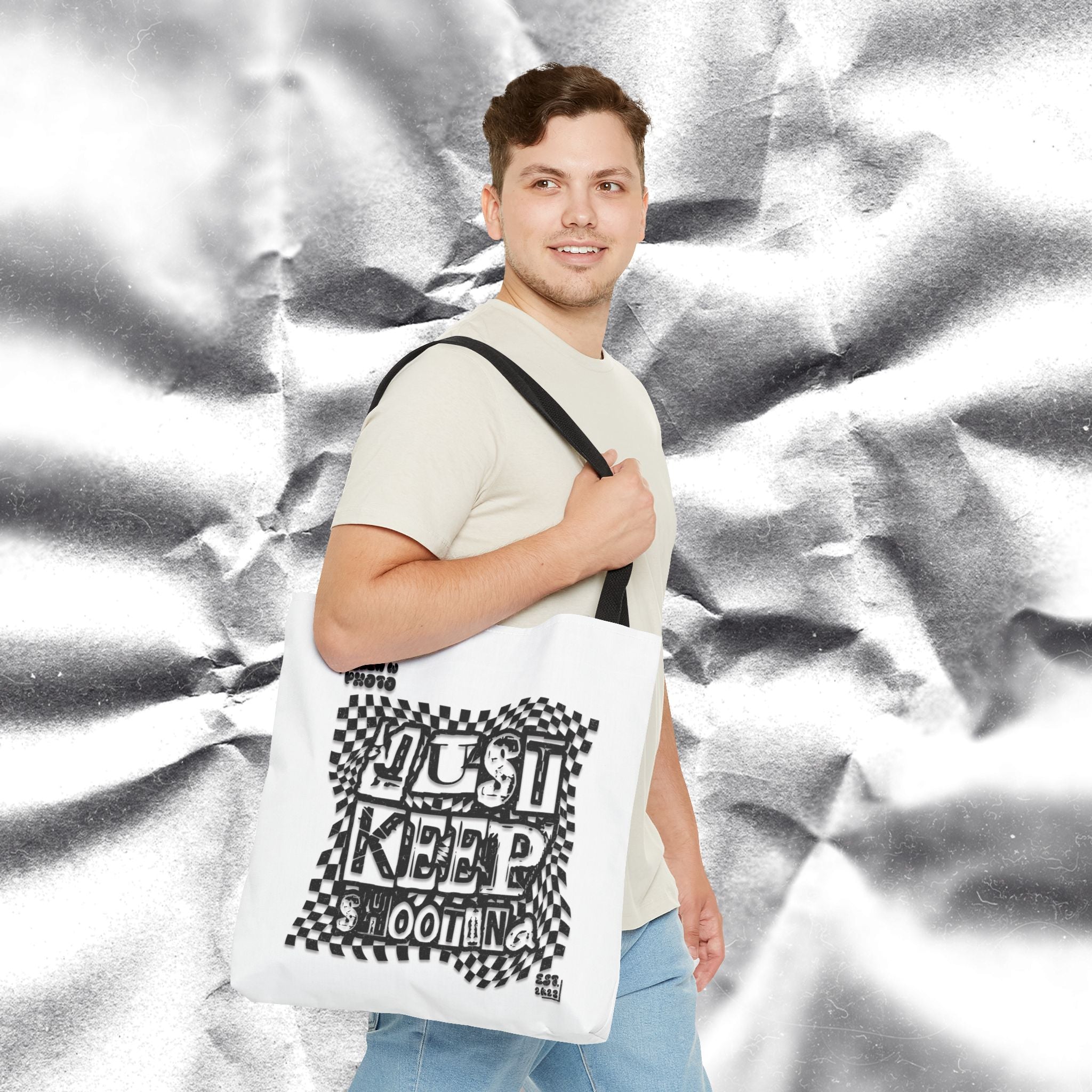 "Just Keep Shooting" Tote Bag
