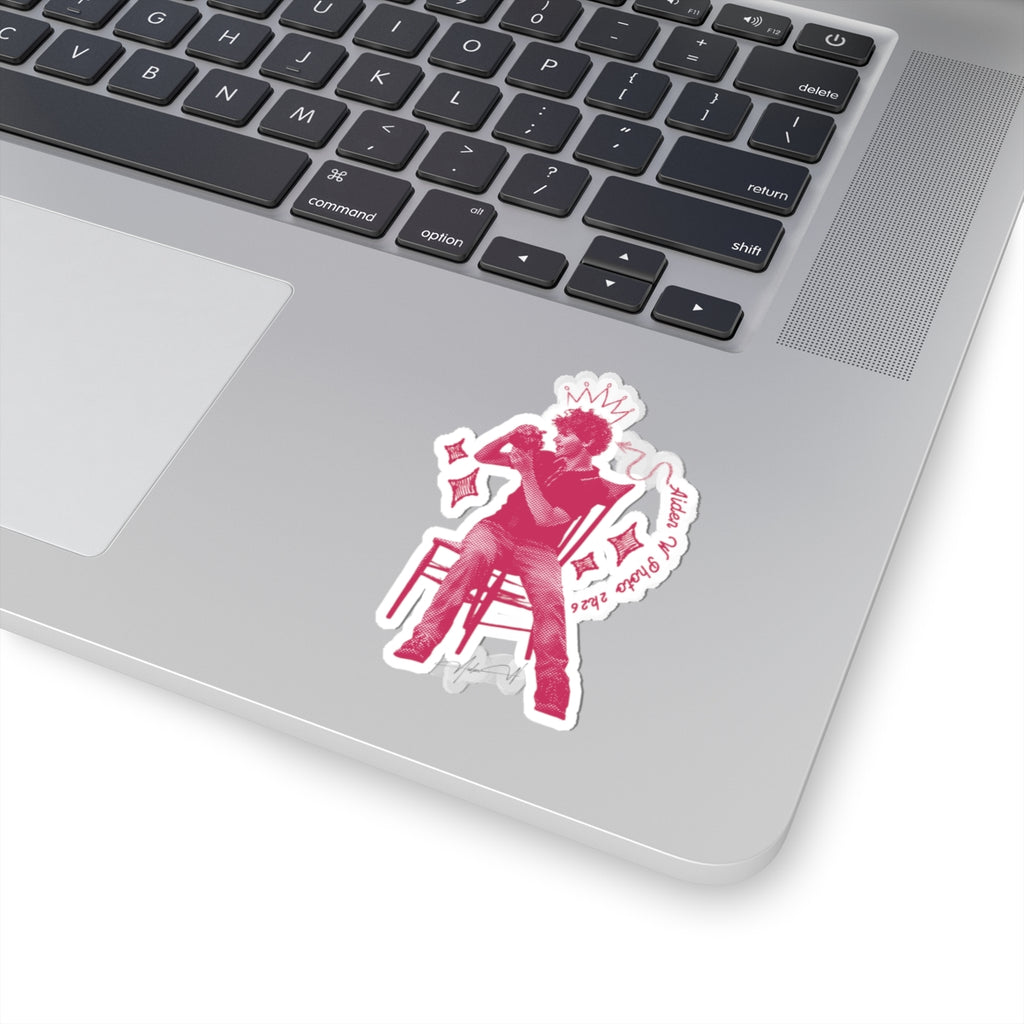 Vintage Mic Singer Kiss-Cut Sticker — Retro Musician Laptop Decal