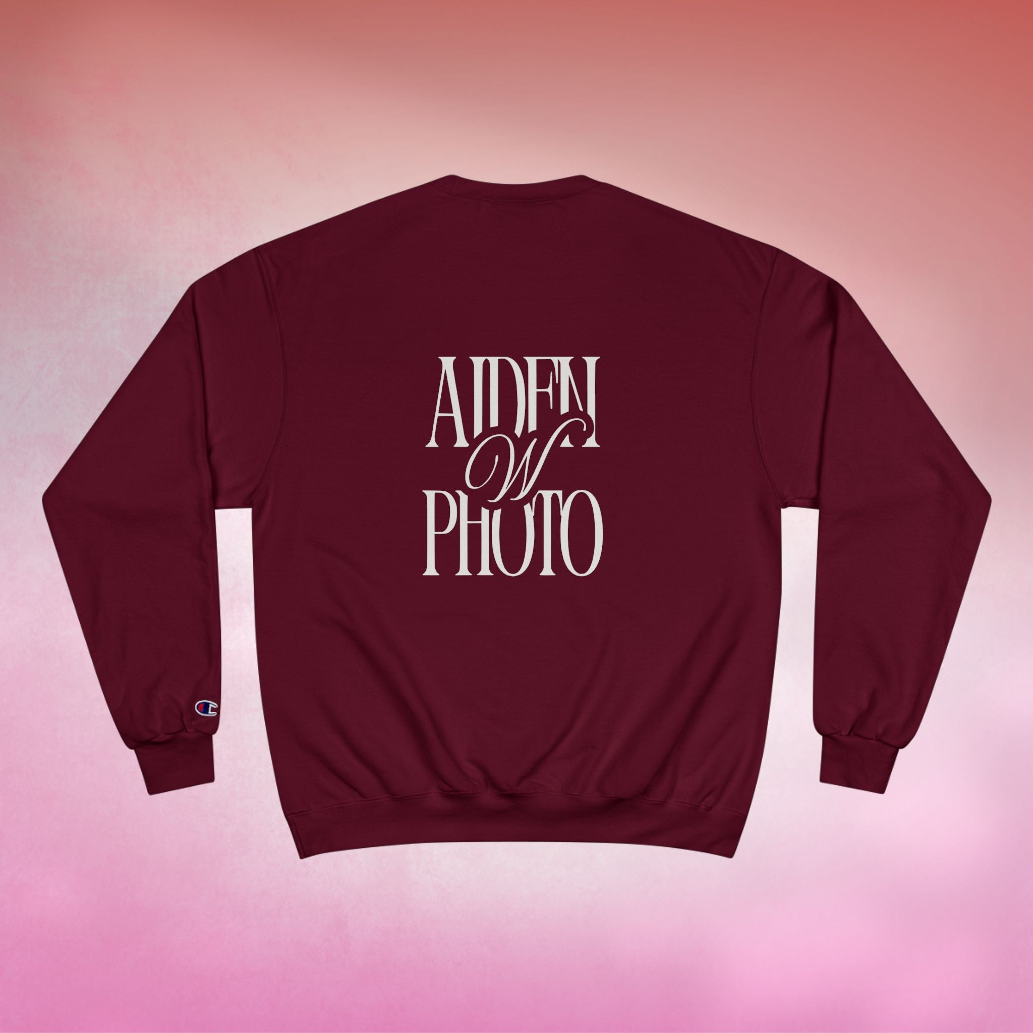 Champion Sweatshirt | ‘Aiden W Photo’ Signature Logo Crewneck – Valentine’s Drop